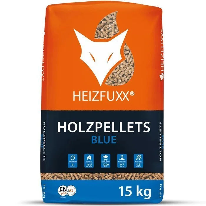 Heizfuxx Holzpellets „Blue“ – 975 kg (65 x 15 kg Säcke)