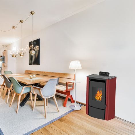 Luft- Pelletofen Anita 9,4 kW Sannover bordeaux