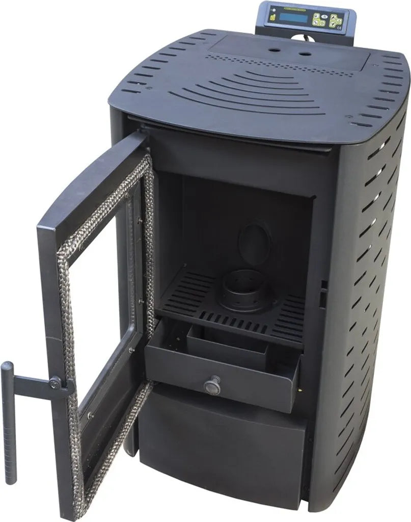 NEMAXX® P6 Pelletofen 6 kW A+ bis 120 m³ – Auto-Reinigungszyklus, ECO-Modus, Wochenprogramm & mechanische Reinigungsunterstützung – Schwarz