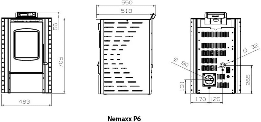 NEMAXX® P6 Pelletofen 6 kW A+ bis 120 m³ – Auto-Reinigungszyklus, ECO-Modus, Wochenprogramm & mechanische Reinigungsunterstützung – Schwarz