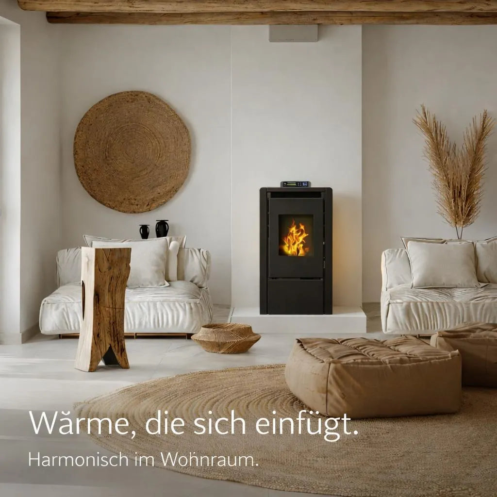 NEMAXX® PC5 Pelletofen 5,3 kW, A+ bis 120 m³ – Chrono-ECO-Modus, Wi-Fi-ready, Display & Fernbedienung – Überhitzungsschutz & Autoabschaltung – Schwarz