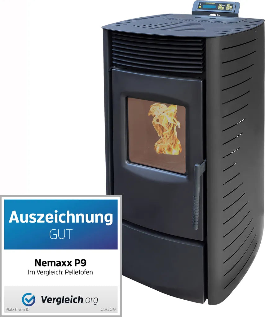 Nemaxx P9 Pelletofen Pelletkaminofen 11kW Kaminofen Heizofen Pellet Ofen Kamin Pelletheizung Heizgerät Kaminheizung Pellets -schwarz- WiFi-Ready