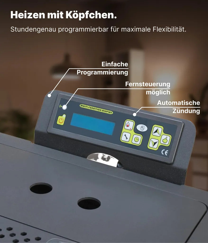Nemaxx P9 Pelletofen Pelletkaminofen 11kW Kaminofen Heizofen Pellet Ofen Kamin Pelletheizung Heizgerät Kaminheizung Pellets -schwarz- WiFi-Ready