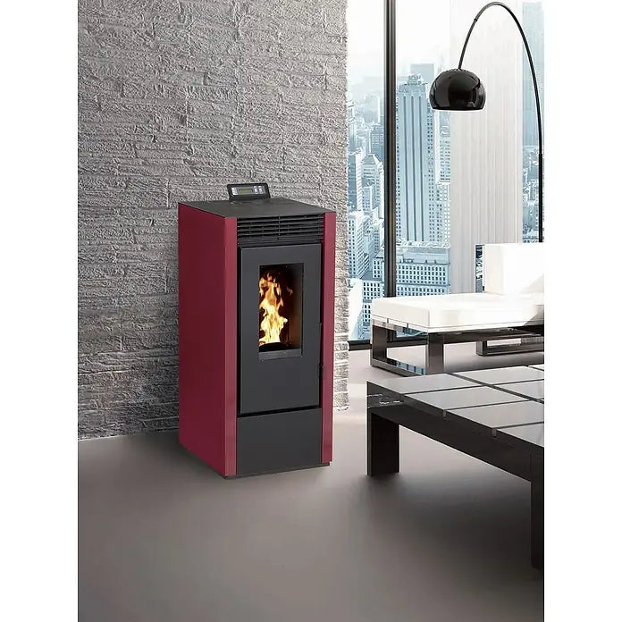 Pelletofen Marina 14 12,1 kW, Raumheizvermögen 340 m³, Farbe Verkleidung Bordeaux